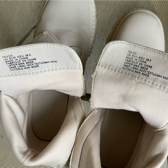 GUC JustFab US Sz-8 Combat Boots- Lace & Zipper, Creamy White, Silver Lace Rivet - Picture 4 of 15